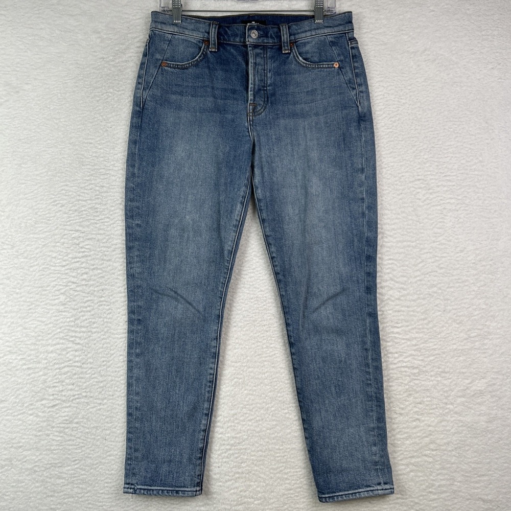 7 For All Mankind Josefina Spliced Skinny Boyfriend Button Fly Jeans Womens 28